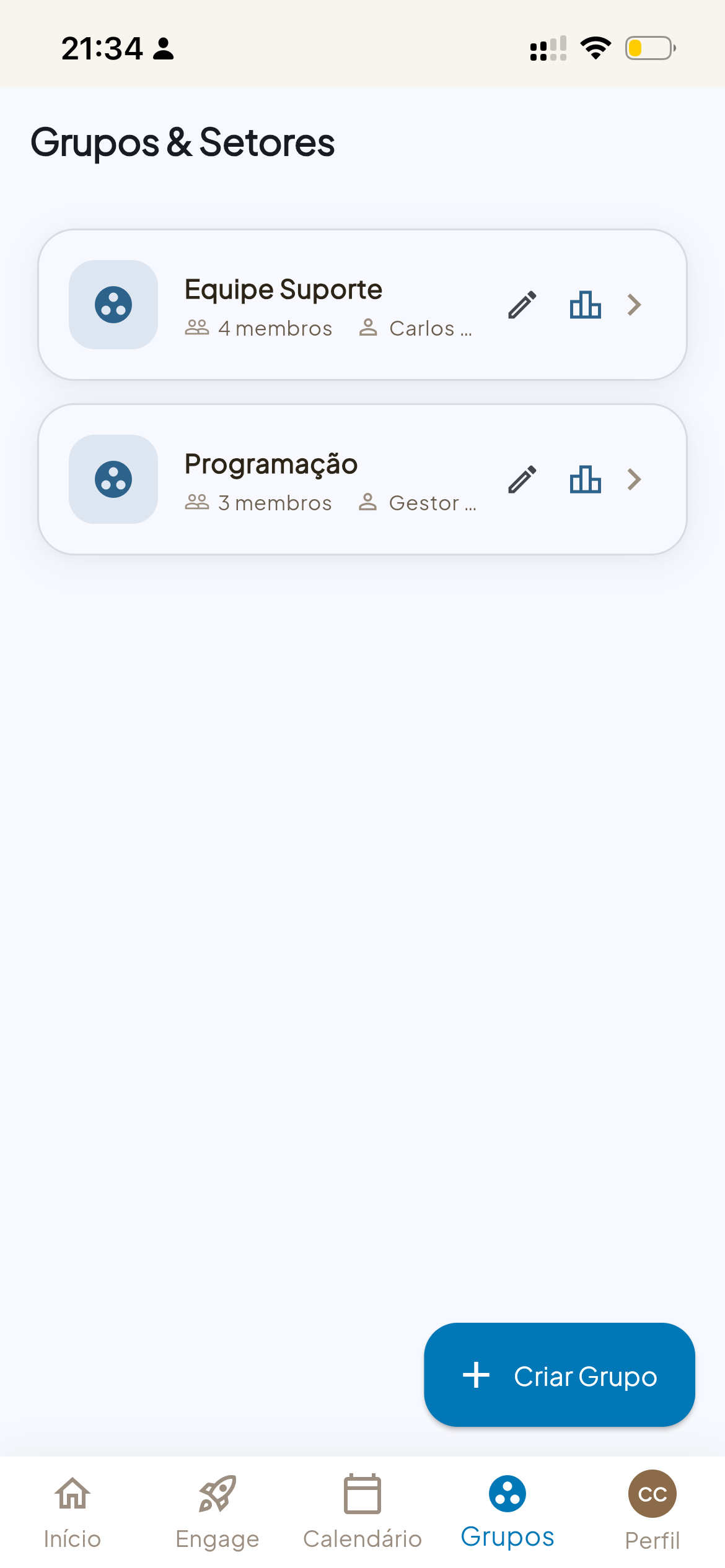 Grupos no celular
